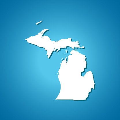 michigan map with blue background